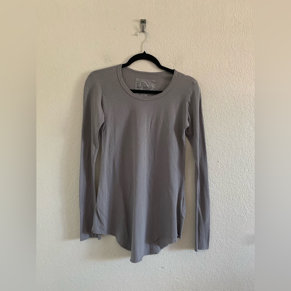 Frank and Eileen Tee Lab Gray Woman's Small Long Sleeve Raw Edge Tops